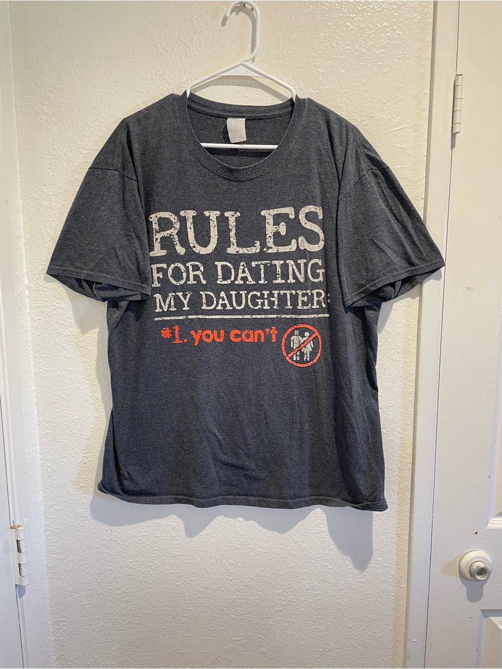 Vintage Rules For Dating My Daughter Funny Novelty Dad Joke T-Shirt Gray M